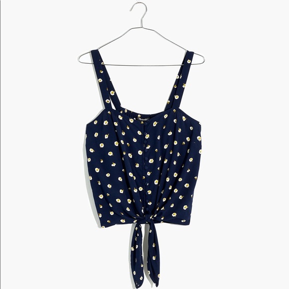 Madewell Button-Front Tie Tank in Daisy Dots - Picture 1 of 5